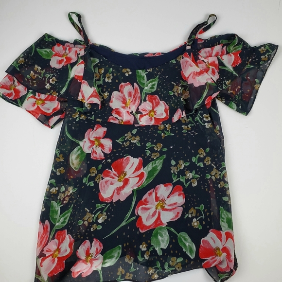 Cabi Floral Print Cold Shoulder Top - Picture 4 of 4